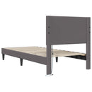 Sengestel med LED-lysstrimler Grå 100 x 200 cm Kunstlæder