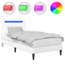 Sengestel med LED-lysstrimler Hvid 100 x 200 cm Kunstlæder
