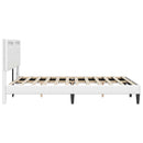 Sengestel med LED-lysstrimler Hvid 120 x 200 cm Kunstlæder