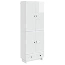 Skab Sæt 2 pcs Hvid højglans 66 x 34,5 x 95 cm Konstrueret træ