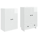 Skab Sæt 2 pcs Hvid højglans 66 x 34,5 x 95 cm Konstrueret træ