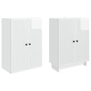 Skab Sæt 2 pcs Hvid højglans 66 x 34,5 x 90 cm Konstrueret træ