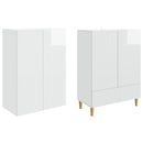 Skab Sæt 2 pcs Hvid højglans 66 x 34,5 x 95 cm Konstrueret træ