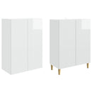 Skab Sæt 2 pcs Hvid højglans 66 x 34,5 x 90 cm Konstrueret træ