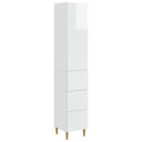 Skab Sæt 2 pcs Hvid højglans 33 x 34,5 x 90 cm Konstrueret træ