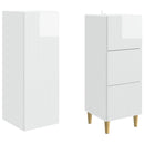 Skab Sæt 2 pcs Hvid højglans 33 x 34,5 x 90 cm Konstrueret træ