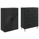 Skab Sæt 2 pcs Sort 66 x 34,5 x 90 cm Konstrueret træ