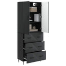 Skab Sæt 2 pcs Sort 66 x 34,5 x 90 cm Konstrueret træ