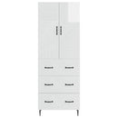 Skab Sæt 2 pcs Hvid højglans 66 x 34,5 x 90 cm Konstrueret træ