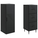 Skab Sæt 2 pcs Sort 33 x 34,5 x 90 cm Konstrueret træ