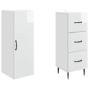 Skab Sæt 2 pcs Hvid højglans 33 x 34,5 x 90 cm Konstrueret træ