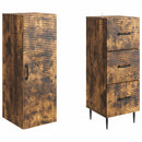 Skab Sæt 2 pcs Røget eg 33 x 34,5 x 90 cm Konstrueret træ