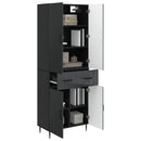 Skab Sæt 2 pcs Sort 66 x 34,5 x 89,5 cm Konstrueret træ