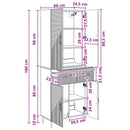 Skab Sæt 2 pcs Betongrå 66 x 34,5 x 89,5 cm Konstrueret træ