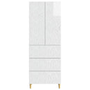 Skab Sæt 2 pcs Hvid højglans 66 x 34,5 x 90 cm Konstrueret træ