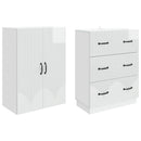 Skab Sæt 2 pcs Hvid højglans 66 x 34,5 x 87 cm Konstrueret træ