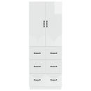 Skab Sæt 2 pcs Hvid højglans 66 x 34,5 x 87 cm Konstrueret træ