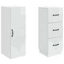 Skab Sæt 2 pcs Hvid højglans 33 x 34,5 x 87 cm Konstrueret træ