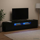 LED TV-skab HOORN 3 stk. Sort Konstrueret træ