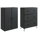 Skab Sæt 2 pcs Sort 66 x 34,5 x 90 cm Konstrueret træ