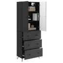 Skab Sæt 2 pcs Sort 66 x 34,5 x 90 cm Konstrueret træ