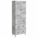 Skab Sæt 2 pcs Betongrå 66 x 34,5 x 90 cm Konstrueret træ