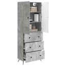 Skab Sæt 2 pcs Betongrå 66 x 34,5 x 90 cm Konstrueret træ