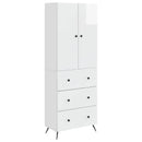 Skab Sæt 2 pcs Hvid højglans 66 x 34,5 x 90 cm Konstrueret træ