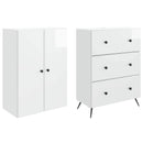 Skab Sæt 2 pcs Hvid højglans 66 x 34,5 x 90 cm Konstrueret træ