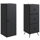 Skab Sæt 2 pcs Sort 34,5 x 34,5 x 90 cm Konstrueret træ