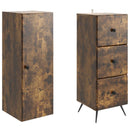 Skab Sæt 2 pcs Røget eg 34,5 x 34,5 x 90 cm Konstrueret træ