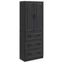 Skab Sæt 2 pcs Sort 66 x 34,5 x 87 cm Konstrueret træ
