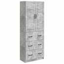 Skab Sæt 2 pcs Betongrå 66 x 34,5 x 87 cm Konstrueret træ