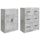 Skab Sæt 2 pcs Betongrå 66 x 34,5 x 87 cm Konstrueret træ