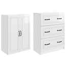 Skab Sæt 2 pcs Hvid højglans 66 x 34,5 x 87 cm Konstrueret træ