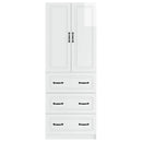 Skab Sæt 2 pcs Hvid højglans 66 x 34,5 x 87 cm Konstrueret træ