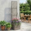 Havekrukke med trellis Grå 35 x 30 x 135 cm polyrattan