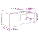 Sofabord Hvid 90 x 50 x 33 cm Konstrueret træ