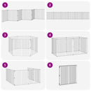 Hundedør 6 stk. Sort 100 x 100 cm Galvaniseret stål