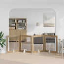 Sammenklappelig hundegitter med stativer 4 stk. Artisan-eg
