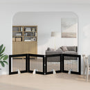 Sammenklappelig hundegitter med stativer 4 stk. Sort eg 401 cm