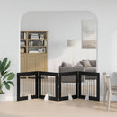Sammenklappelig hundegitter med stativer 4 stk. Sort eg 321 cm