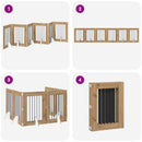 Sammenklappelig hundegitter med stativer 6 stk. Artisan-eg