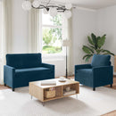 Sofa Sæt 2 pcs Blå Fløjl