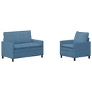 Sofa Sæt 2 pcs Blå Stof