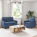 Sofa Sæt 2 pcs Blå Polyester