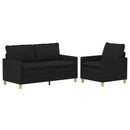 Sofa Sæt 2 stk. Sort Stof