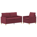 Sofa Sæt 2 stk. Vinrød Stof