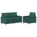 Sofa Sæt 2 stk. Mørkegrøn Stof