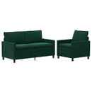Sofa Sæt 2 pcs Mørkegrøn Fløjl